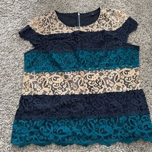 Ann Taylor | Lace Cap Sleeve Top